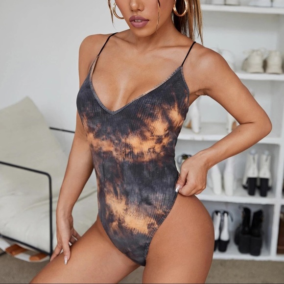 SHEIN Tops - Tie dye rib knit cami bodysuit